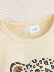 Baby Girls Cartoon Leopard Sweatshirt and Pants Set for Spring and Autumn