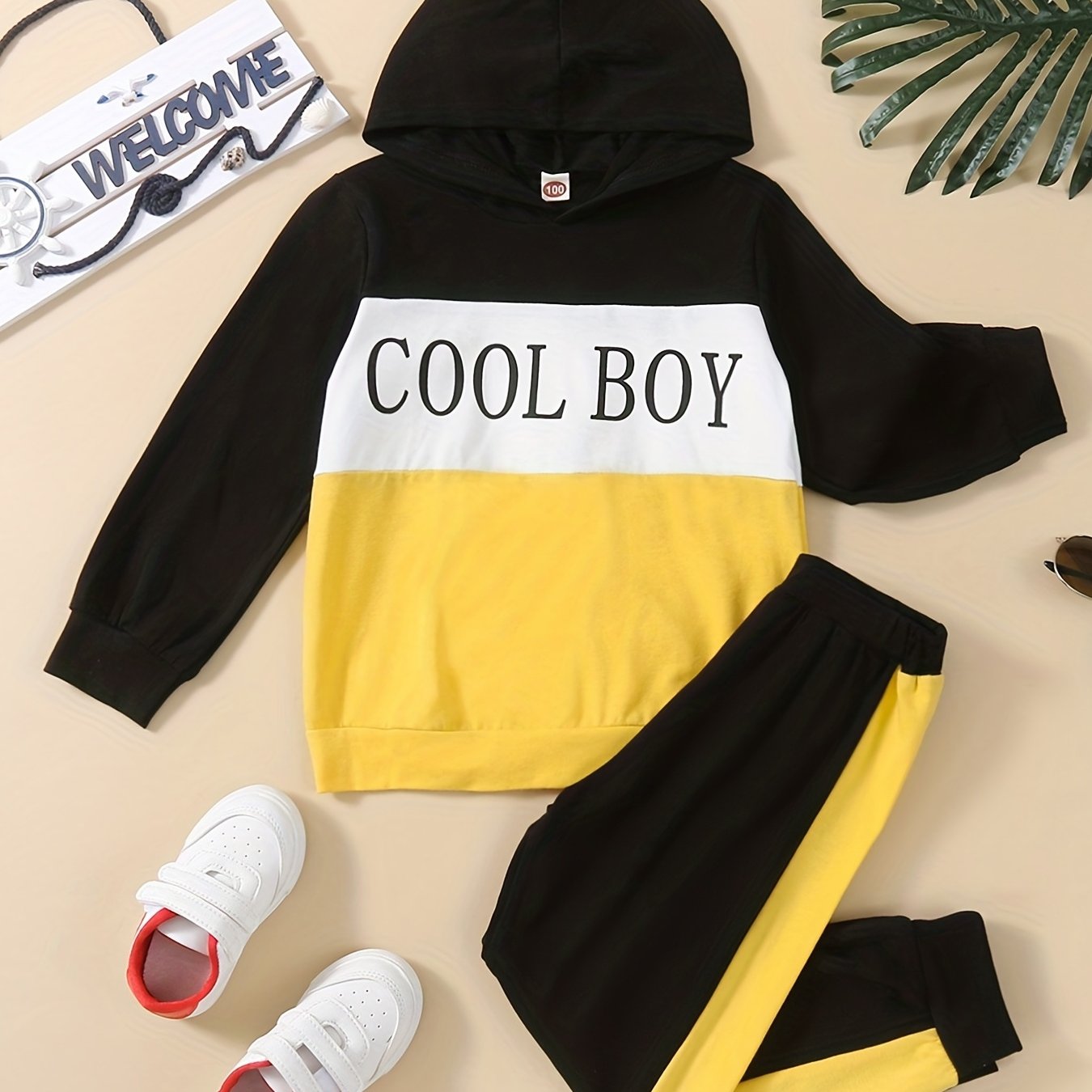Boy's Clash Outfit 2pcs Hoodie & Sweatpants Set Kid's Clothes Spring Fall