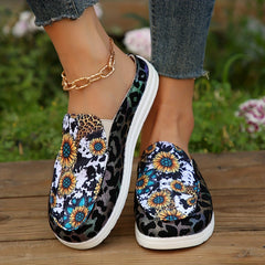 Women's Print Mules Sneakers Slip On Low Top Loafers