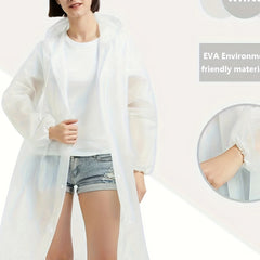 Portable Reusable Colorful Raincoat Hooded
