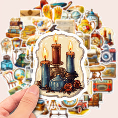 50pcs Vintage Style Stickers Retro Graffiti Stickers For Laptop Water Bottle