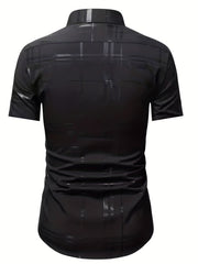 Men's Stripe Print Short Sleeve Shirt for Summer