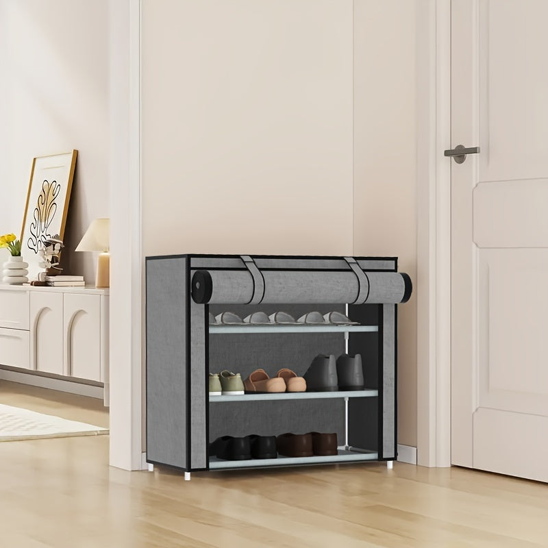 Foldable Portable Shoe Rack with Dustproof Cover - Entryway Shoe Storage Cabinet