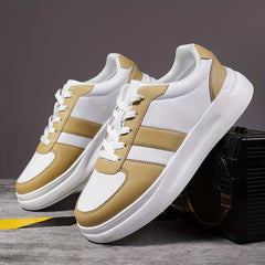 Men's Block Low Top Lace up Skate Shoes Outdoor Anti skid Platform Walking Shoes