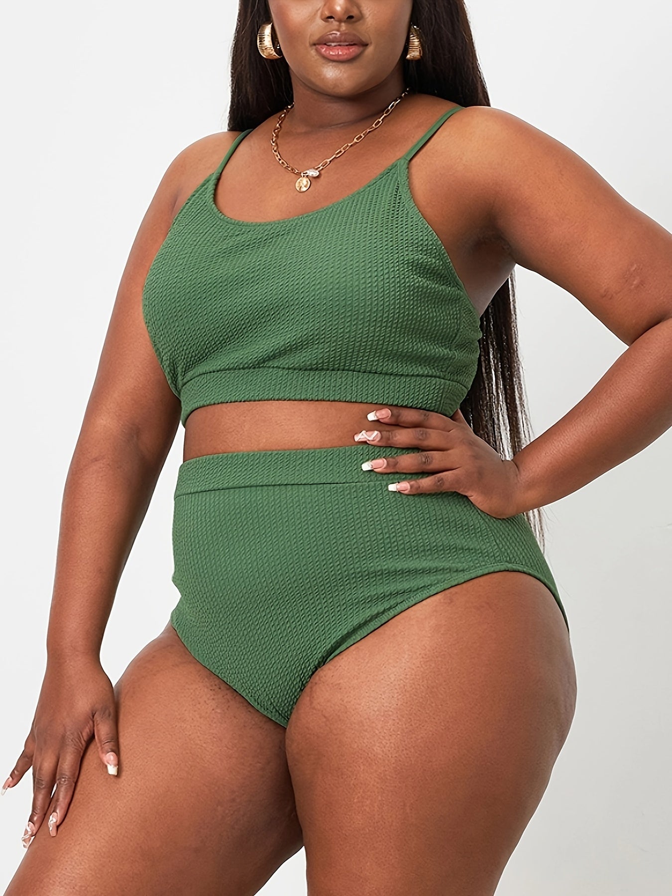 Ribbed Knit Bra & High Rise Panty Swimsuit Set