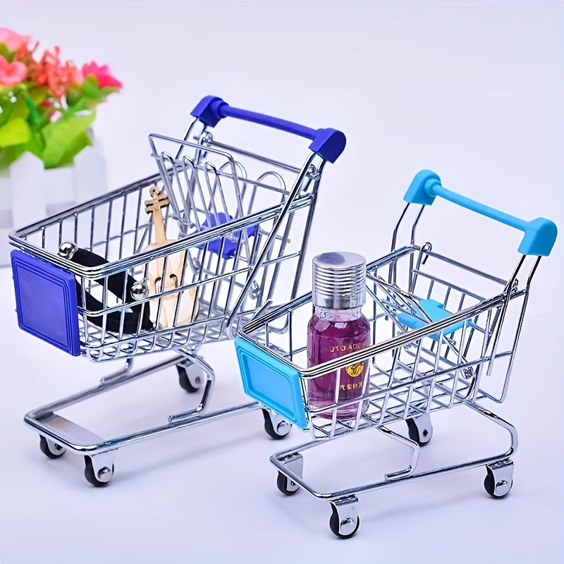 Mini Shopping Cart Decor Small Cosmetic Storage Supermarket Handcart Mini Cart