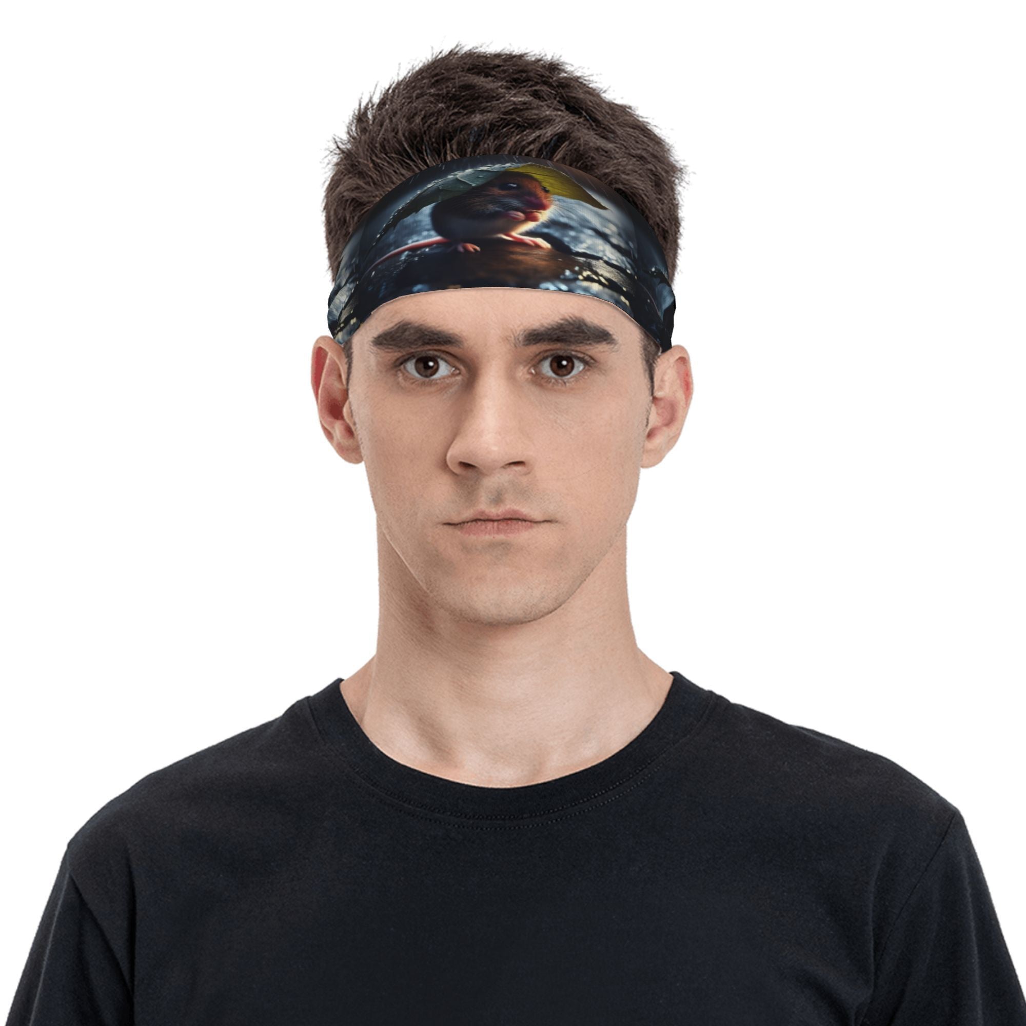 Rain Themed Unisex Sports Headband Sweat Wicking Stretchy Breathable Polyester