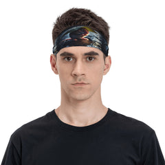 Rain Themed Unisex Sports Headband Sweat Wicking Stretchy Breathable Polyester