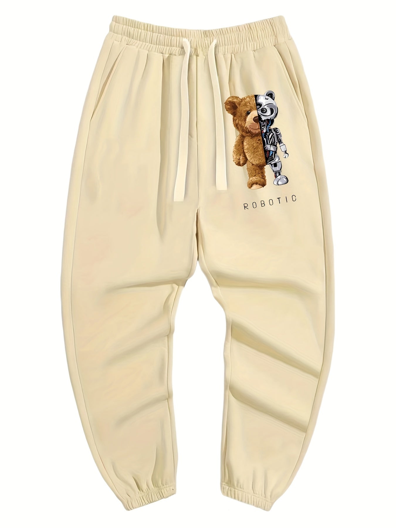 Mechanical Bear Print Men's Drawstring Pocket Sweatpants