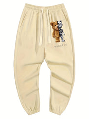 Mechanical Bear Print Men's Drawstring Pocket Sweatpants