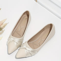 Women's Knot Ballet Flats Soft Sole Slip On Shoes Wedding Dress Flats