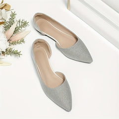 Glitter Ballet Flats Pointed Toe Slip On Shoes Wedding Evening Flat Shoes