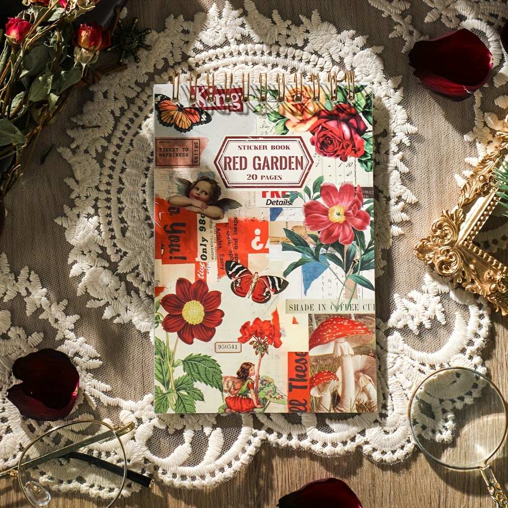 20 Sheets Vintage Plants Stickers Book Retro Transparent Waterproof Stickers