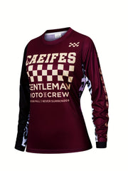 Moisture Wicking Cycling Tee Long Sleeves Round Neck Quick Drying T Shirt