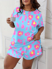 Allover Print Tee & Shorts Pajama Set