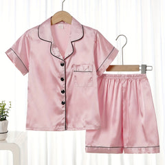 Toddler Girls Boys Pajamas Set 2 Pcs Kids Short Sleeve Button Down