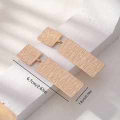 Pleated Metal Geometric Long Stud Earrings for Women