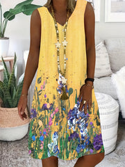 Women's Plus Ombre & Floral Print V Neck Tank Dress