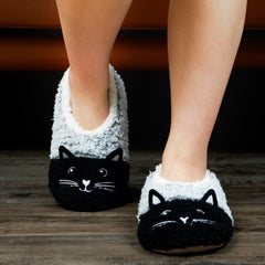 Women's Cartoon Cat Slippers Plush Lined Warm Home Slippers
