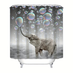 Funny Elephant Shower Curtain Waterproof Fabric Bath Curtain