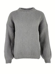 Versatile Knit Pullover Sweater Crew Neck Long Sleeve Women's Clothing