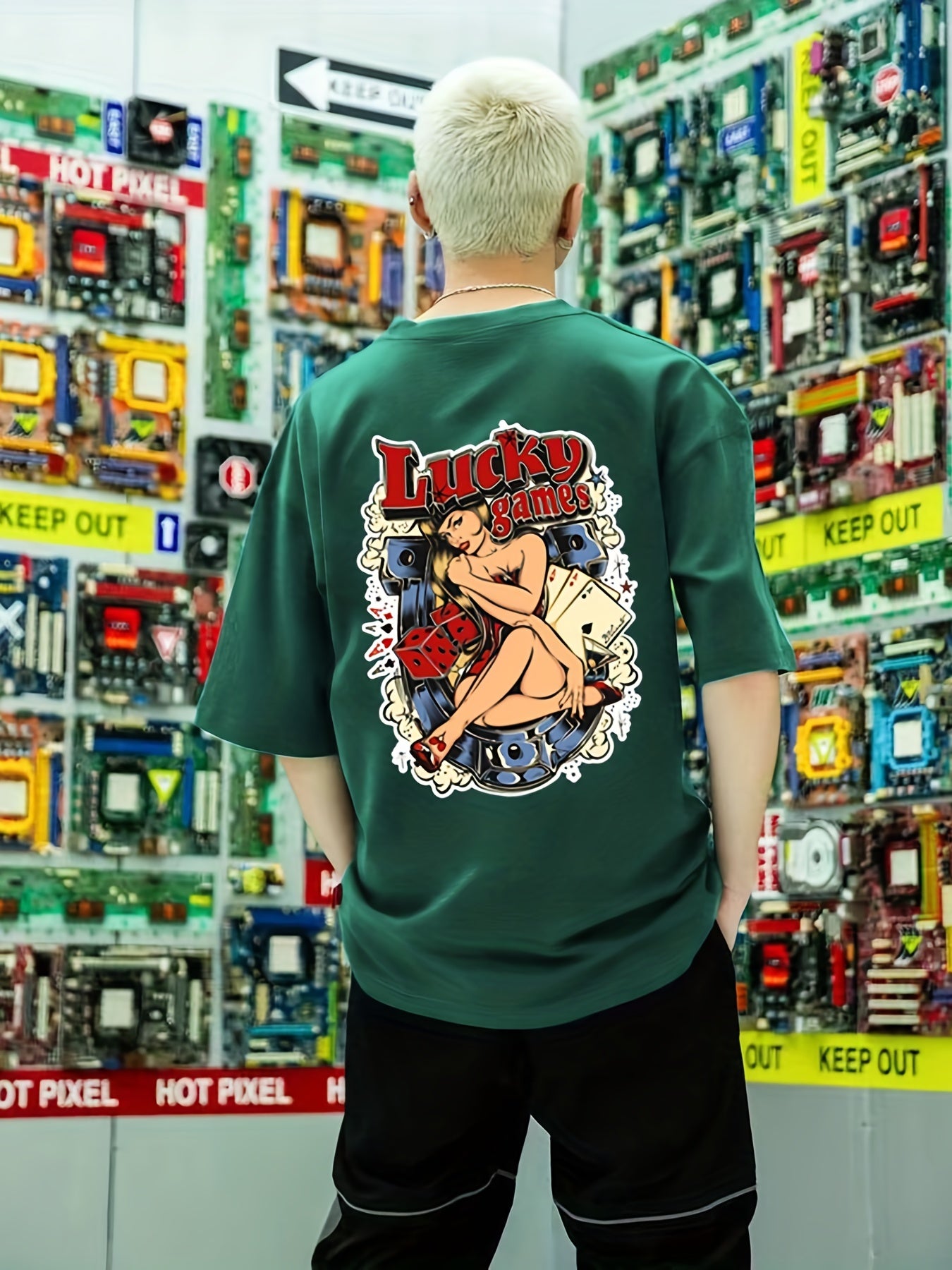 Men's Lucky Game Back Print Graphic Tee