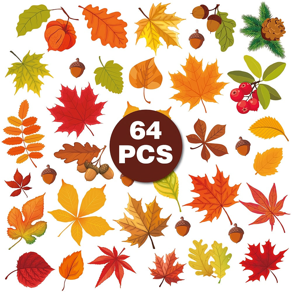 64PCS Double Sided Fall Window Clings for Glass Windows