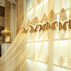 European Style Flower Pattern Yarn Curtain Sheer Curtain Rod Pocket