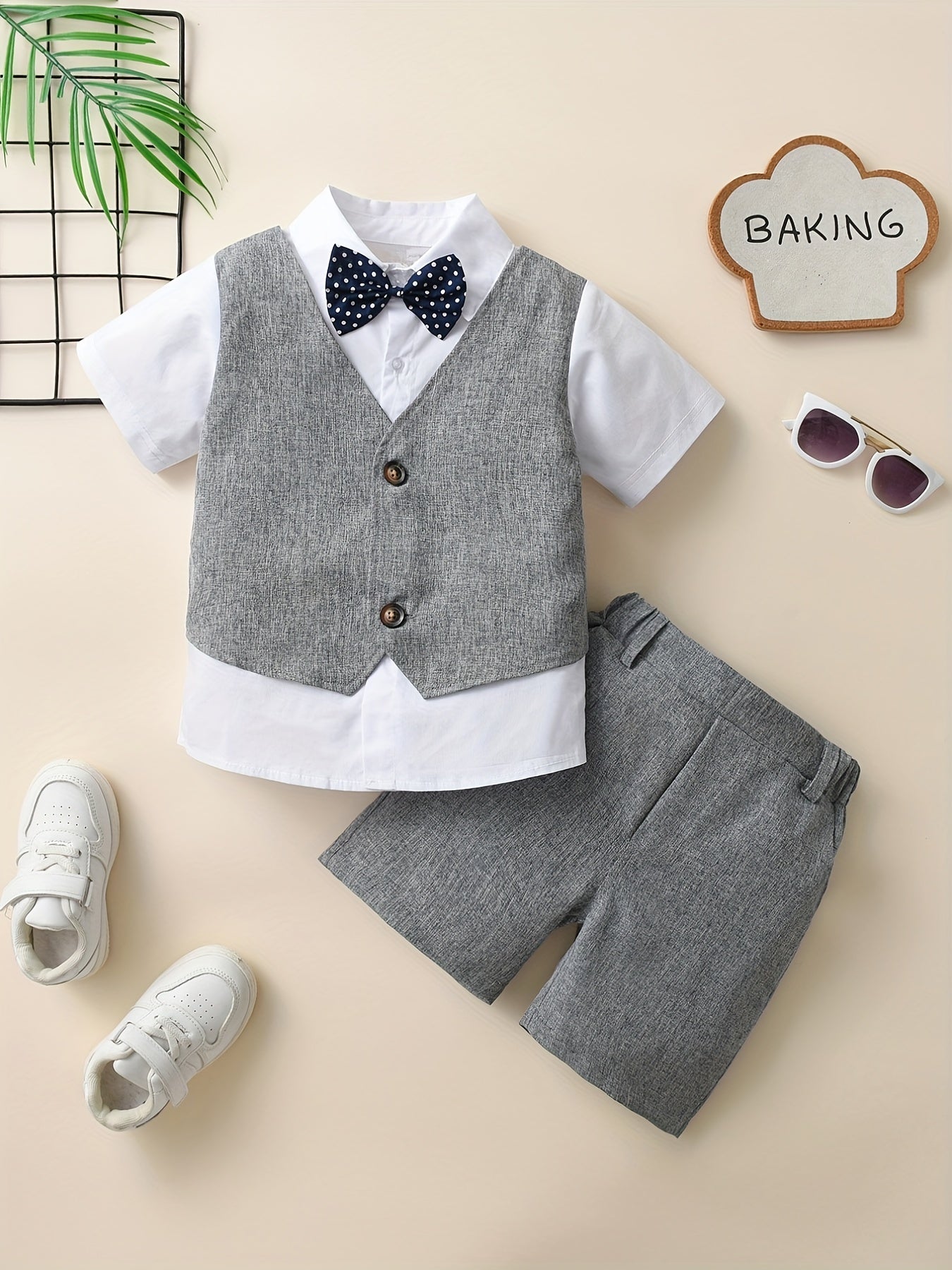 Boys Gentleman Outfit Shirt & Shorts Set Kids Clothes