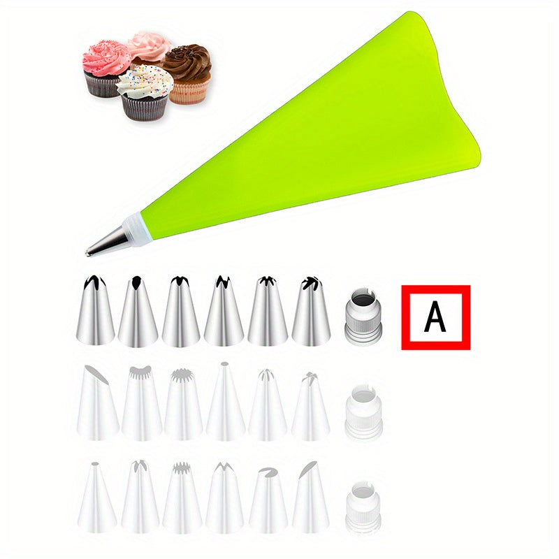Silicone Pastry Bag with Stainless Steel Tips Set