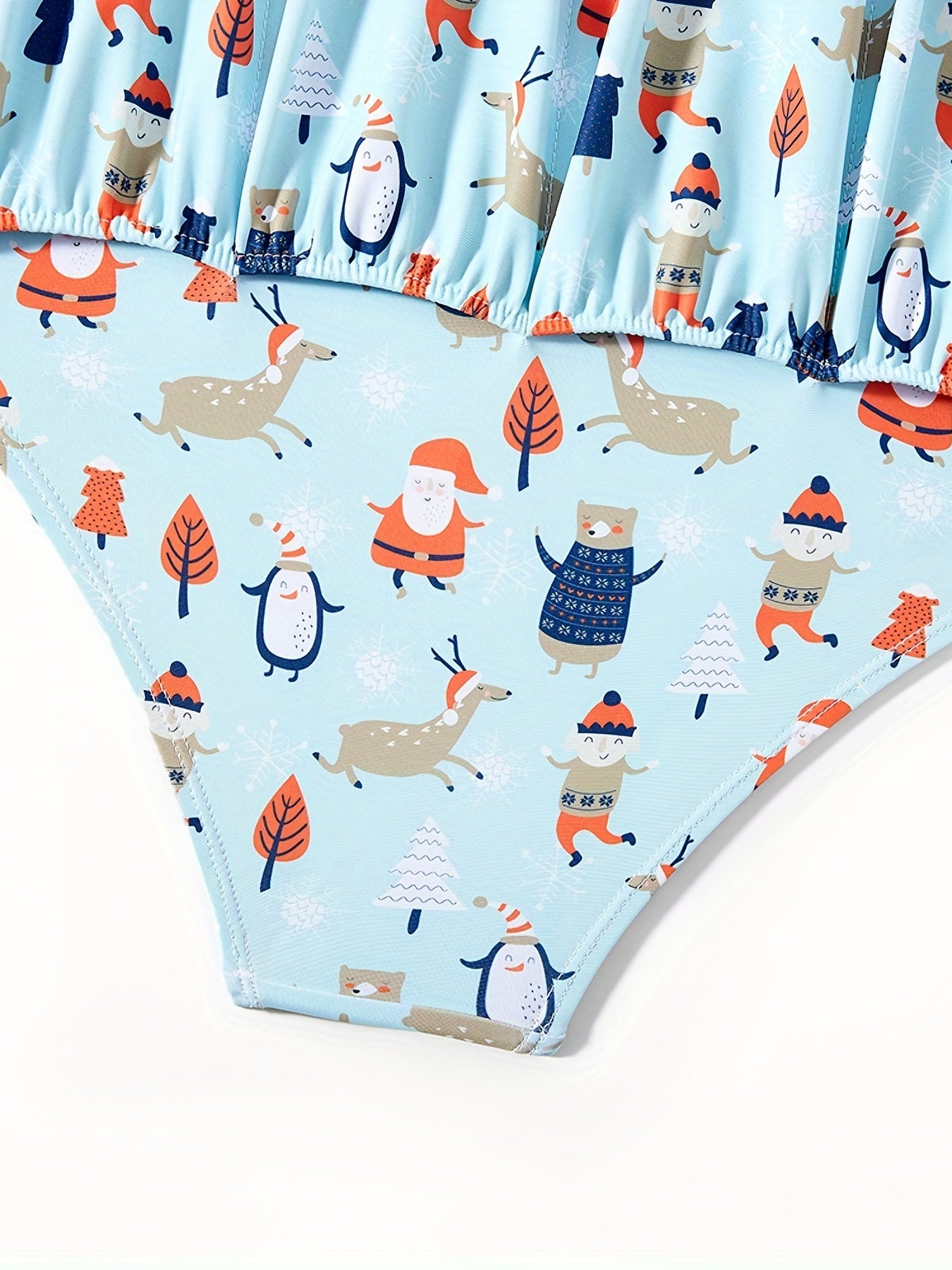 Girls Santa Print Inflatable Tankini Swimsuit
