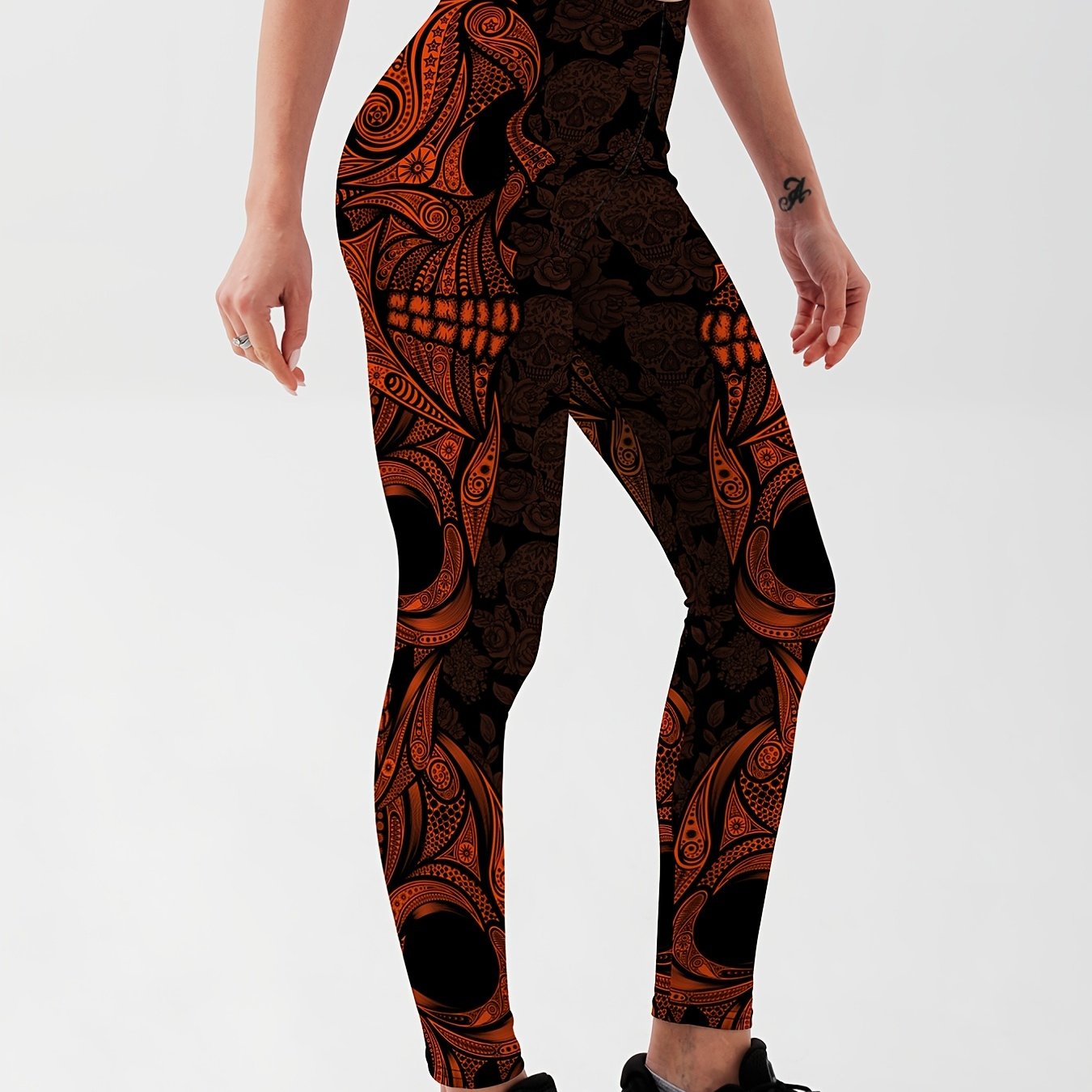 Skull Graphic Yoga Running Leggings Women's Activewear