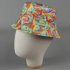 Colorful Graffiti Bucket Hat Abstract Stripes Reversible Fisherman Cap