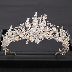 Silvery Crystal Flower Crown Wedding Headband Bride Tiara Headdress