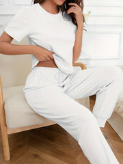 Short Sleeve Top & Pants Lounge Set Women's Loungewear