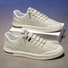 Men's Leather Skate Shoes Good Traction Lace up Sneakers