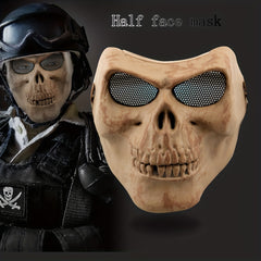 Skull Skeleton Devil Half Face Airsoft Mask Halloween Cosplay Props