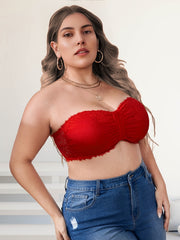Contrast Lace Ruched Front Plus Size Tube Bra