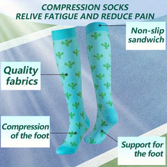 6 Pairs Copper Compression Socks Circulation 10-20 mmHg Knee High Socks