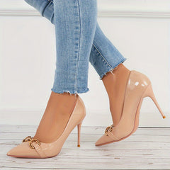 Chain Decor High Heels Pointed Toe Stiletto Heels Evening Party Pumps