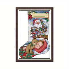 14CT Christmas Socks Cross Stitch Fabric DIY Material Bag