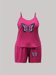 Butterfly Print Cami Top & Shorts Pajama Set