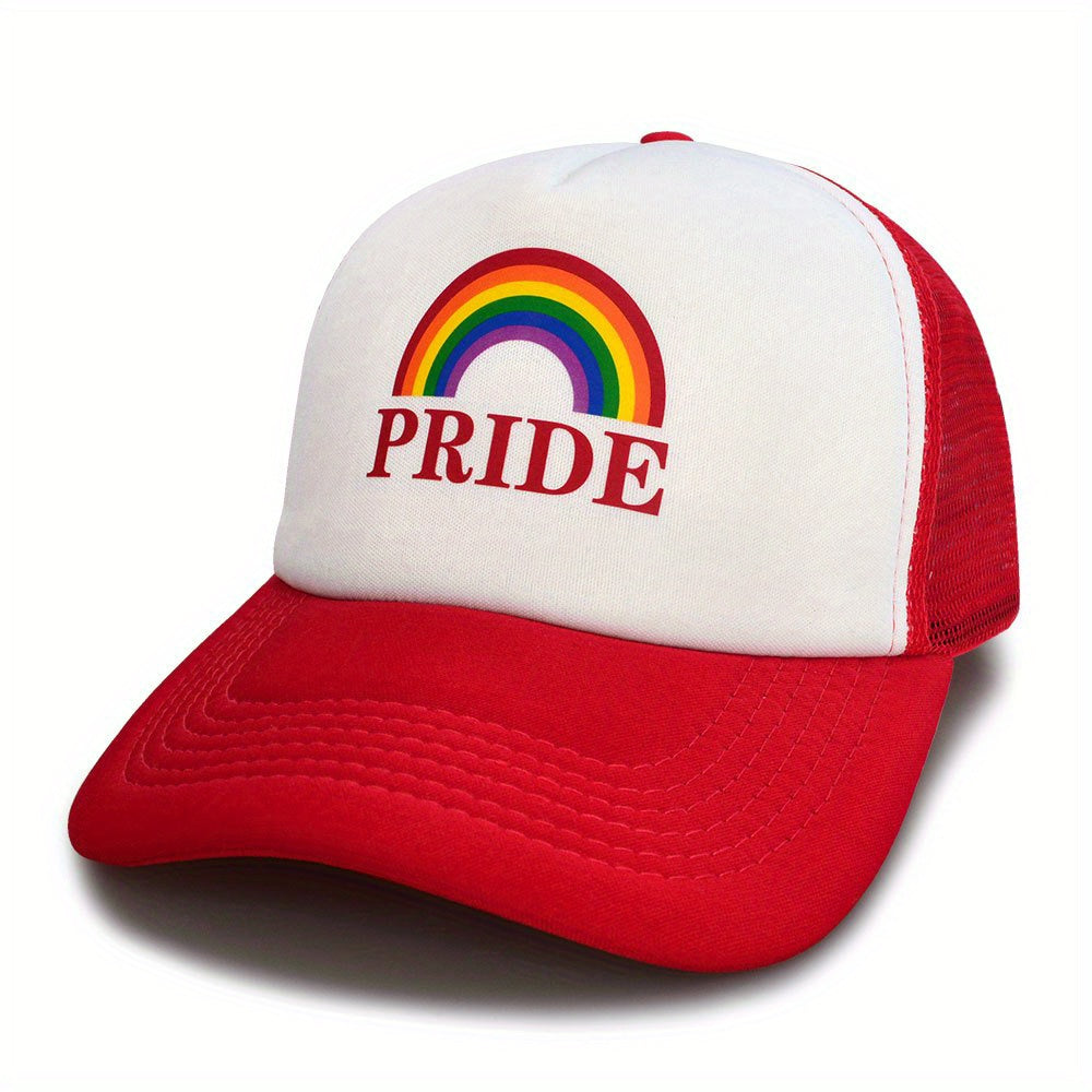 PRIDE Rainbow Trucker Hat LGBT Mesh Baseball Cap Lightweight Adjustable