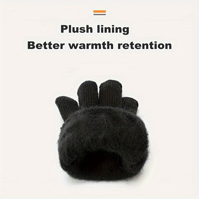 Thickened Knitted Touch Screen Gloves, Outdoor Non-slip Cycling Gloves