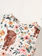 Baby Girls Cow Floral Romper Jumpsuit