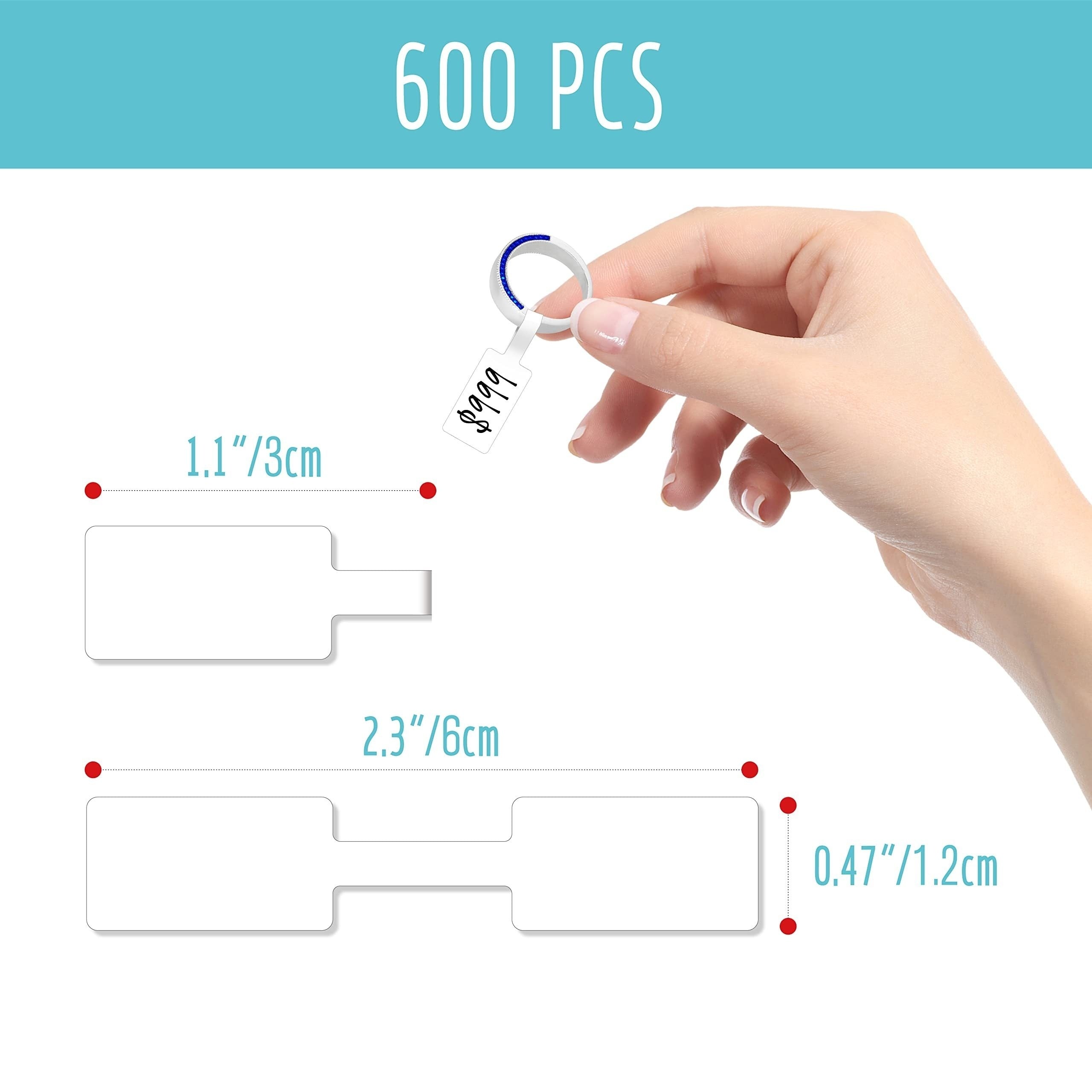 600pcs Self Adhesive Jewelry Stickers Tear Resistant Necklace Ring Labels