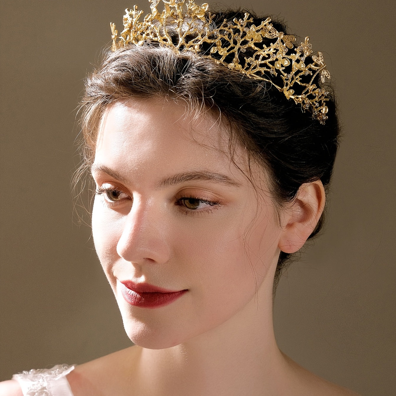 Vintage Crown Baroque Golden Tiara Bridal Headpiece Dragonfly Headband