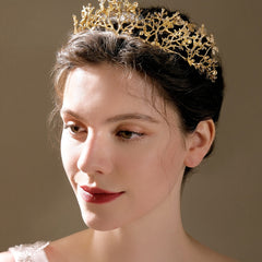 Vintage Crown Baroque Golden Tiara Bridal Headpiece Dragonfly Headband