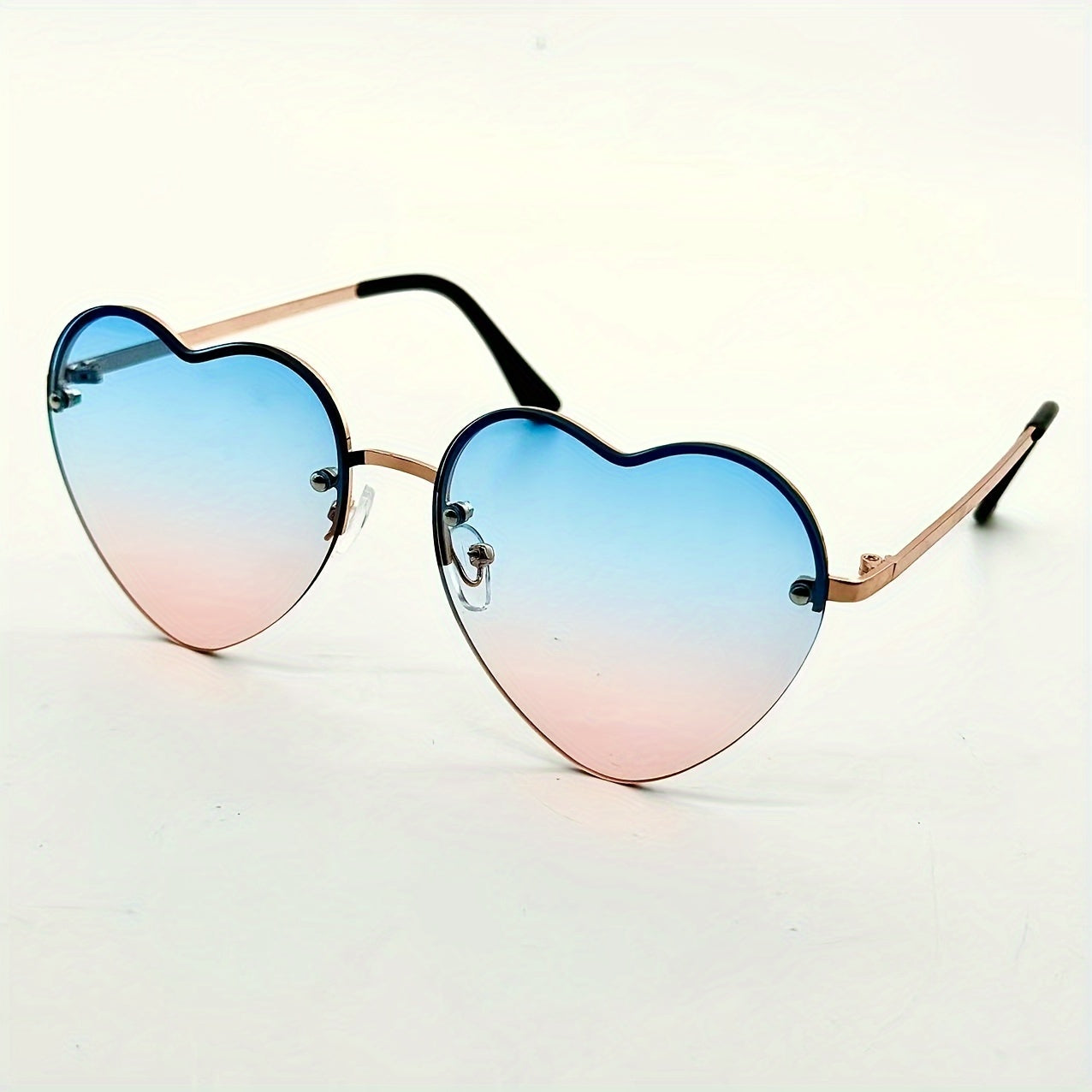 Heart Shape Lens Sunglasses Metal Frame Outdoor Party Vacation Travel