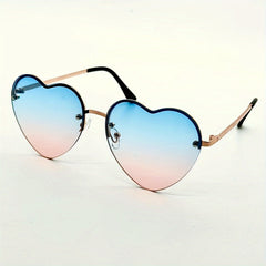 Heart Shape Lens Sunglasses Metal Frame Outdoor Party Vacation Travel